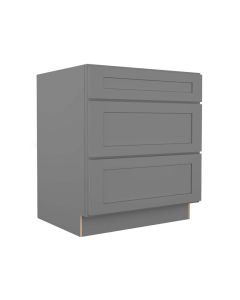 Grey Shaker Elite Three Drawer Base Cabinet 30" Madison - RTA Cabinet Company
