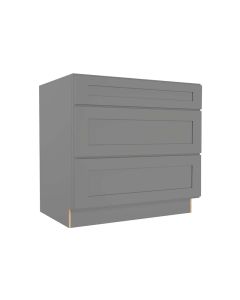 Grey Shaker Elite Three Drawer Base Cabinet 36" Madison - RTA Cabinet Company