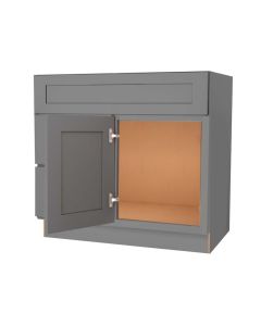 Grey Shaker Elite Vanity Sink Base Drawer Left Cabinet 30"W Madison - RTA Cabinet Company