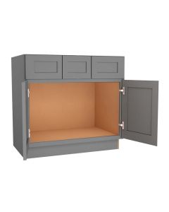Grey Shaker Elite Vanity Sink Base Cabinet with Drawers 36"W Madison - RTA Cabinet Company