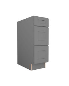 Grey Shaker Elite Vanity Three Drawer Base Cabinet 12"W Madison - RTA Cabinet Company