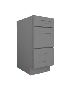 Grey Shaker Elite Vanity Three Drawer Base Cabinet 15"W Madison - RTA Cabinet Company