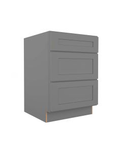 Grey Shaker Elite Vanity Three Drawer Base Cabinet 24"W Madison - RTA Cabinet Company