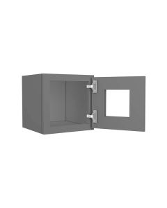 Grey Shaker Elite Wall Open Frame Glass Door Cabinet  12"W x 12"H Madison - RTA Cabinet Company