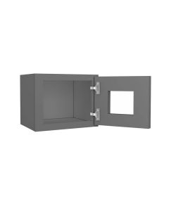 Grey Shaker Elite Wall Open Frame Glass Door Cabinet  15"W x 12"H Madison - RTA Cabinet Company