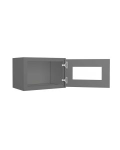 Grey Shaker Elite Wall Open Frame Glass Door Cabinet  18"W x 12"H Madison - RTA Cabinet Company