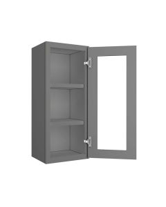 Grey Shaker Elite Wall Open Frame Glass Door Cabinet  15"W x 36"H Madison - RTA Cabinet Company