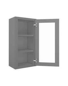 Grey Shaker Elite Wall Open Frame Glass Door Cabinet  18"W x 30"H Madison - RTA Cabinet Company