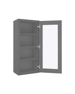 Grey Shaker Elite Wall Open Frame Glass Door Cabinet  18"W x 42"H Madison - RTA Cabinet Company