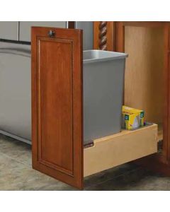 1- 50 Qt. Wood Bottom Mount Waste Container Kit w/Rev-A-Motion Slides - Fits Best in B18FHD Madison - RTA Cabinet Company
