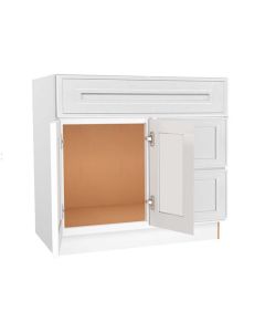 Craftsman White Shaker Vanity Sink Base Drawer Right Cabinet 36" Madison - RTA Cabinet Company