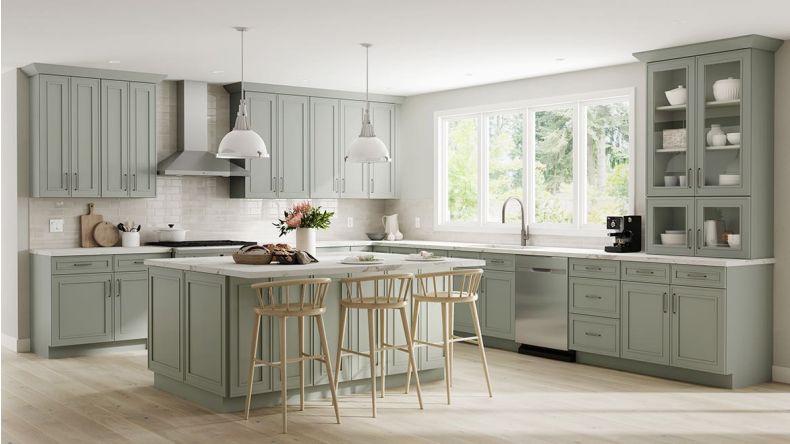 Full Size Sample Door for Craftsman Lily Green Shaker Madison - RTA Cabinet Company